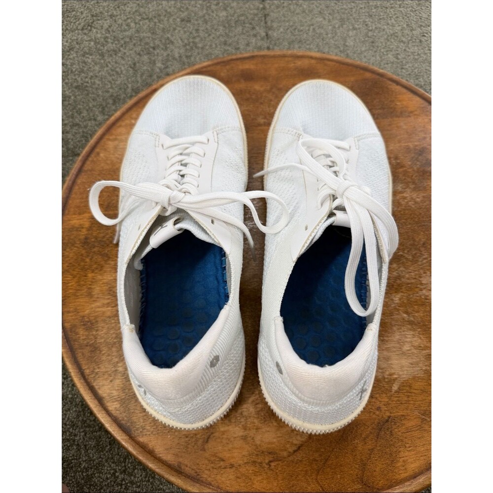 Flux Shoes Mens 9 Wm 10 White Knit Low-Top Sneakers Athletic Trainers Minimalist - Picture 6 of 12